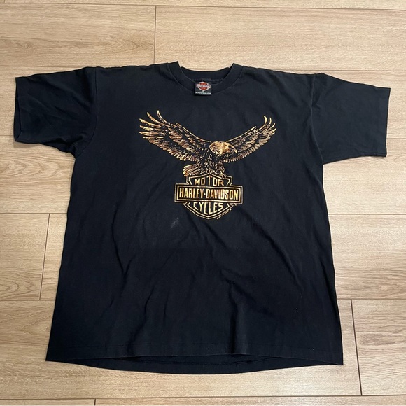 Harley-Davidson Other - Vintage Harley Davidson Black Gold Metallic 90s Single Stitch T-shirt Size XL